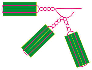 Three Twisted Wires with two beads each